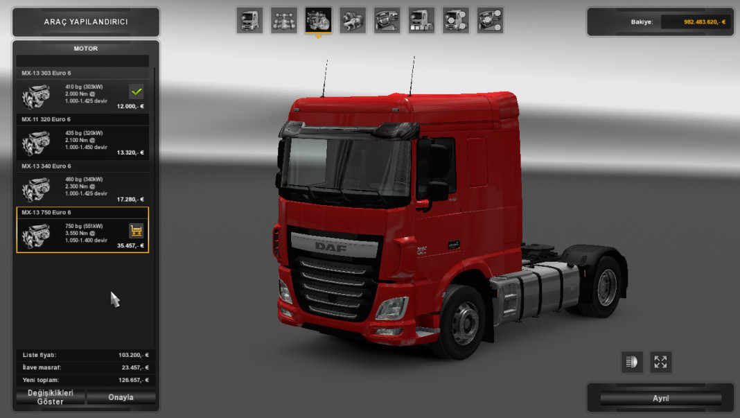 ETS 2 Tüm Kamyonlara 750hp ve Monster Hp Engine Modu