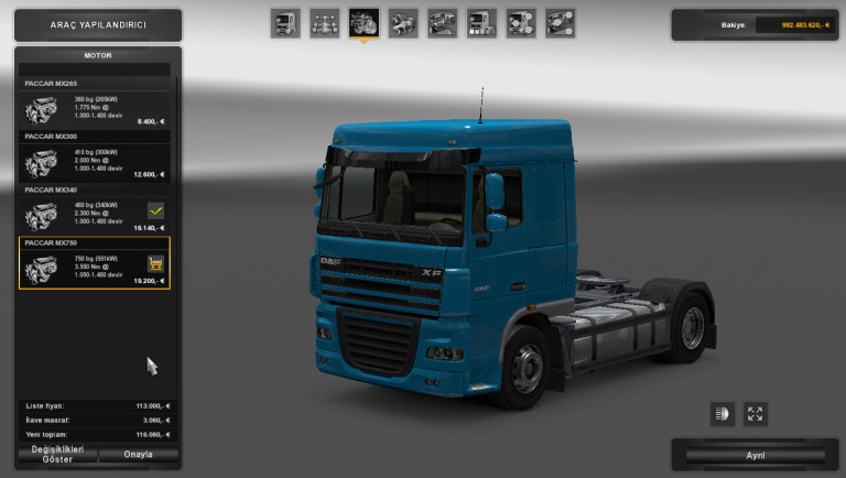 ETS 2 Tüm Kamyonlara 750hp ve Monster Hp Engine Modu