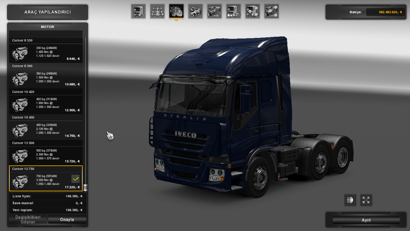 ETS 2 Tüm Kamyonlara 750hp ve Monster Hp Engine Modu