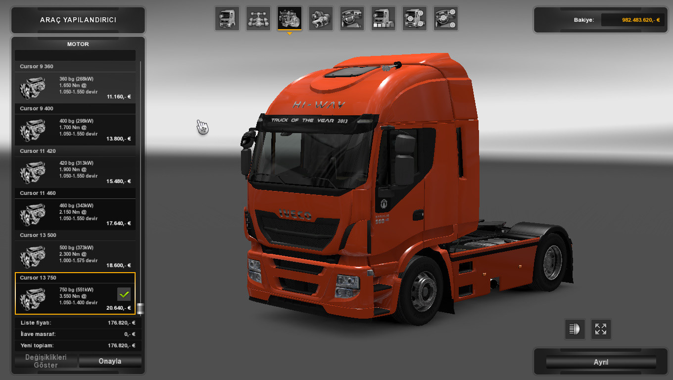 ETS 2 Tüm Kamyonlara 750hp ve Monster Hp Engine Modu