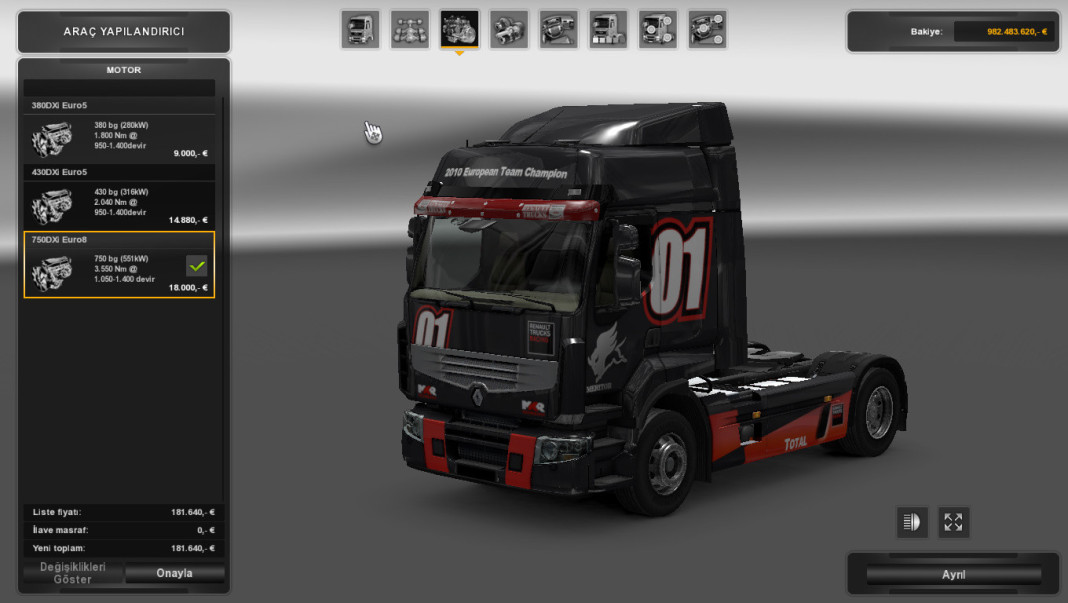 ETS 2 Tüm Kamyonlara 750hp ve Monster Hp Engine Modu