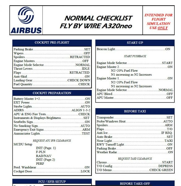 Microsoft Flight Simulator Flybywire Airbus A320neo I 231 In Checklist