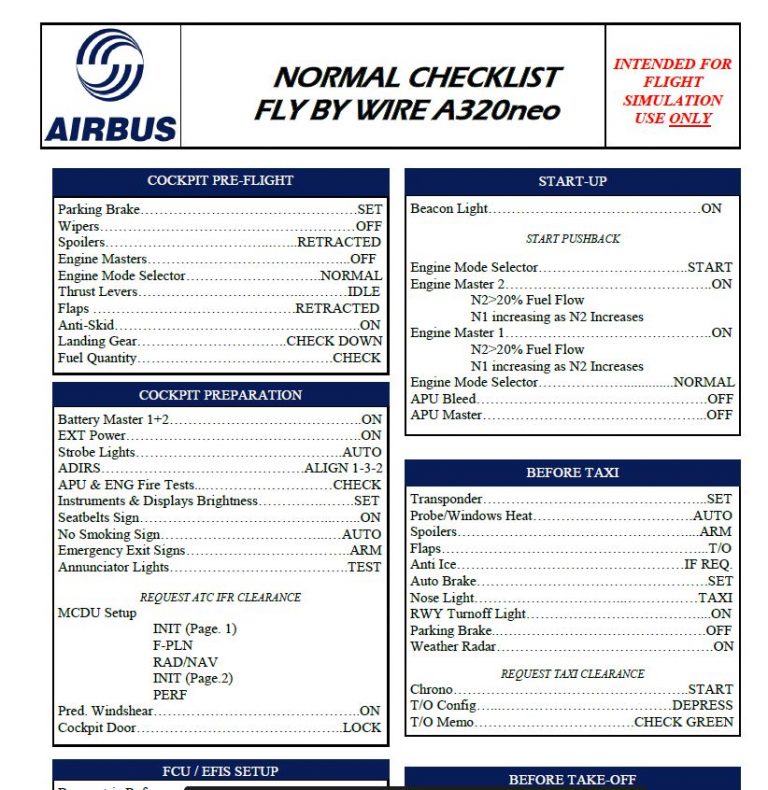 A320neo Checklist V1 1 Msfs2020 Other Mod - Vrogue